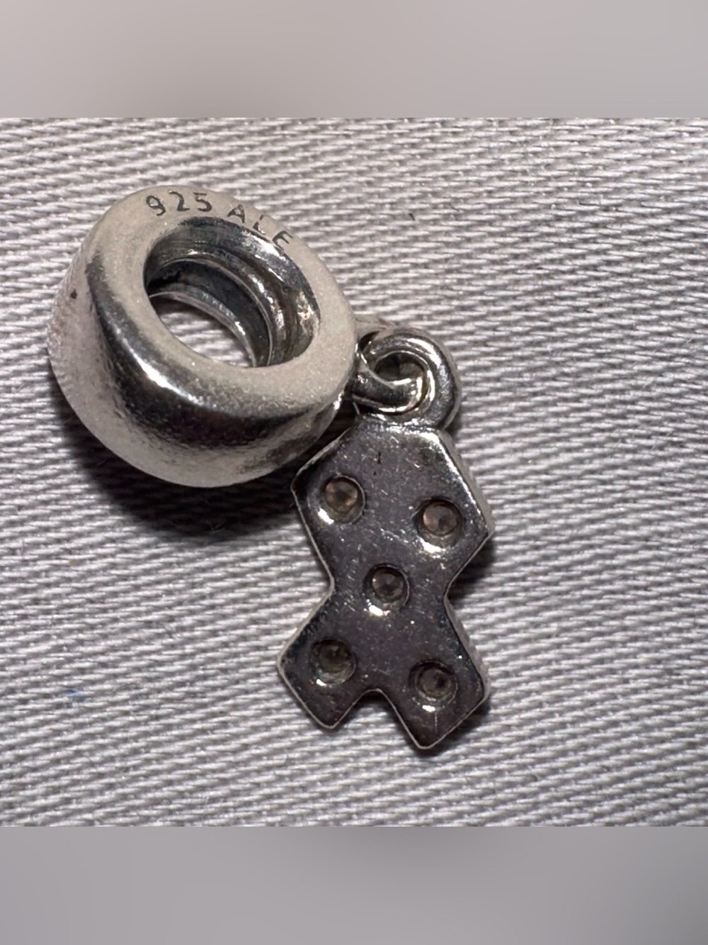 Pandora Original- First Edition Pink Crystal Awareness Ribbon Charm - Picture 2 of 2